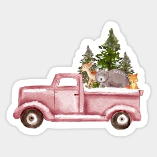 Christmas Truck with Reindeer and Tree Sticker